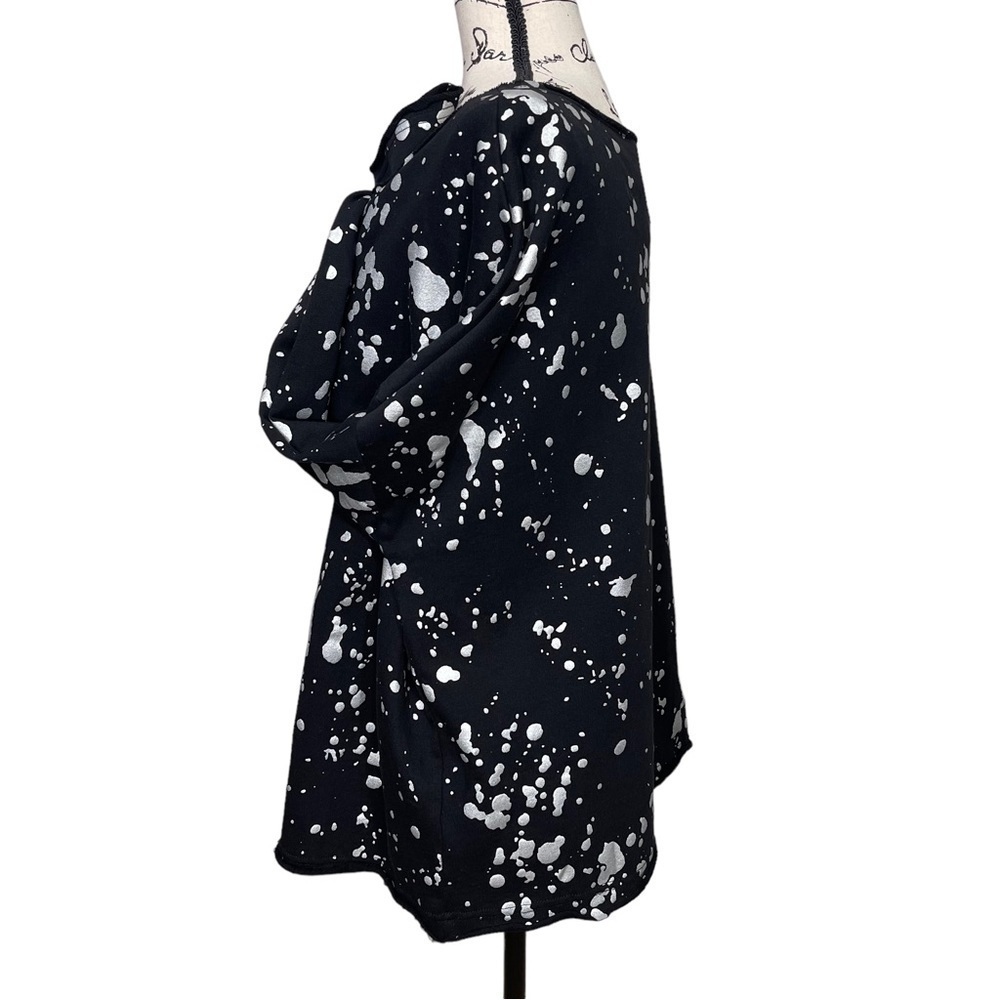 New FATE Boutique Splashed Design Black and Silver Elevated Sweatshirt NWT - Picture 6 of 10